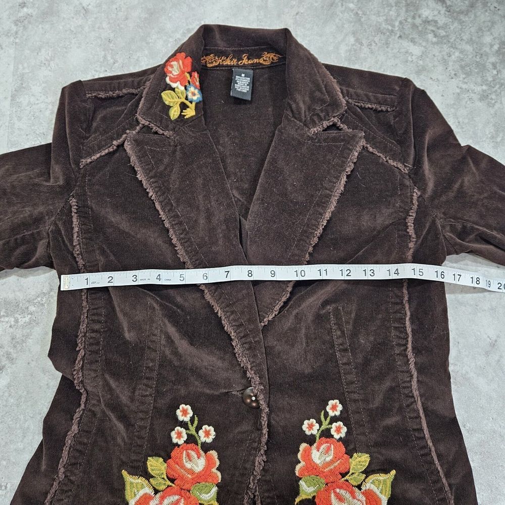 Vintage Y2k Kitkit Jeans Embroidered Brown Corduroy Jacket Shabby Chic Medium - Picture 14 of 16